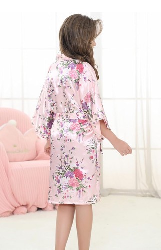 EPLAZA Kids Girls Floral Satin Robe for Birthday Spa Bridal Party Flower Size 10 - Picture 5 of 11