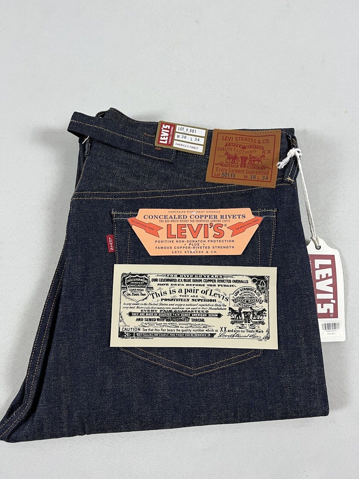 LEVIS VINTAGE CLOTHING LVC 1937 501XX RIGID 38X34 NWT JAPAN