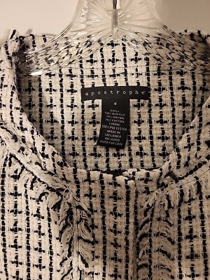 Apostrophe Black White Tweed Blazer Size