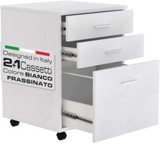 Cassettiera Mobile Scrivania Mobiletto Porta Stampante in Legno MDF con 3 Casset