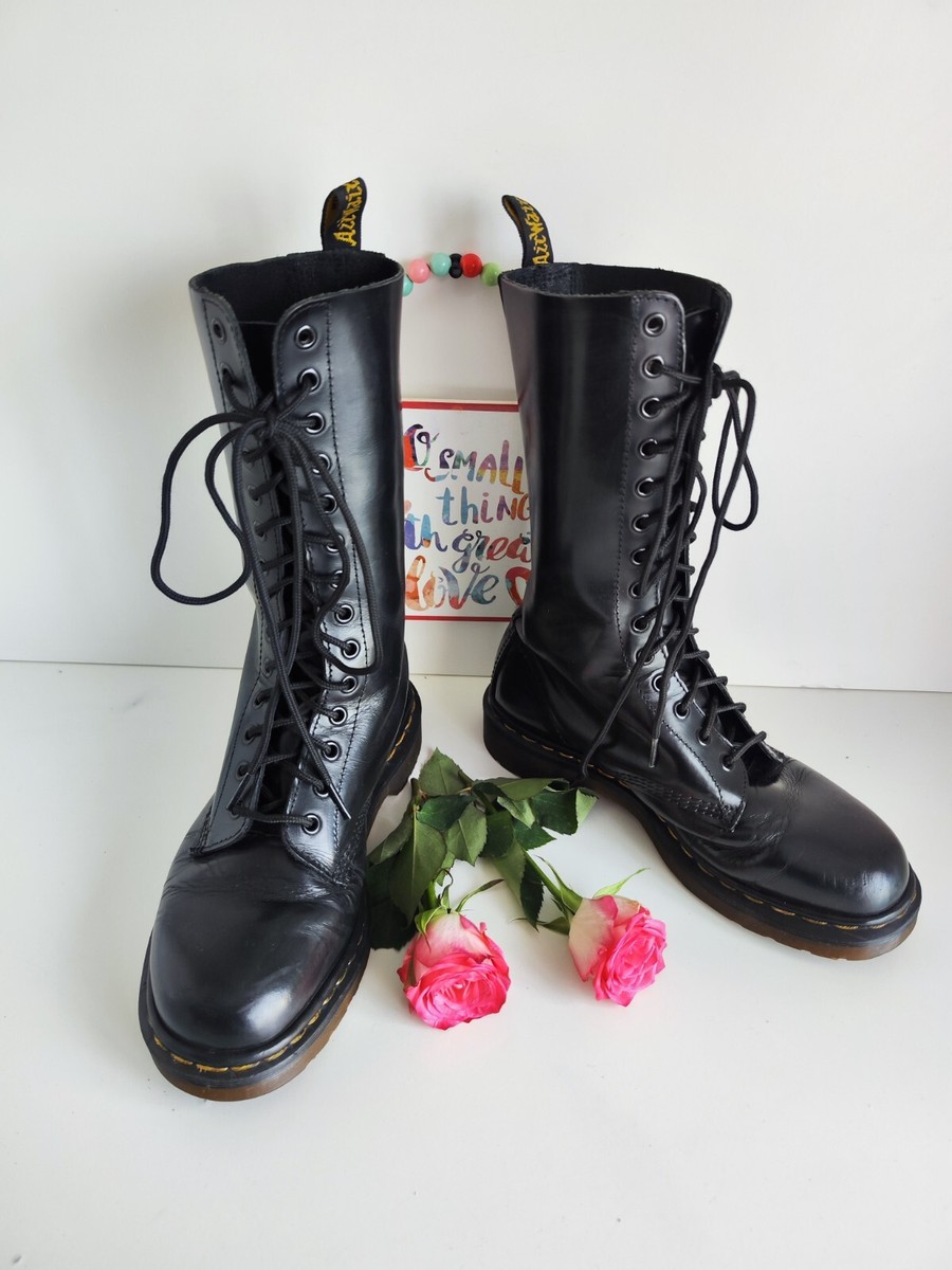 Dr Martens 1914 black england vintage leather 14 eye mid calf boots UK EU  39