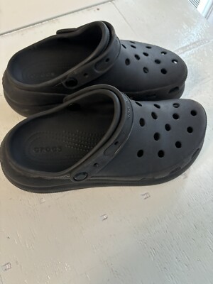 Crocs Classic Crush Clog Black Slip On Platform Shoes Unisex Men s 7 Women s 9