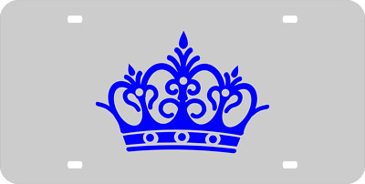 Crown Blue Custom Mirrored License Plate Laser Cut acrylic inlaid Queen