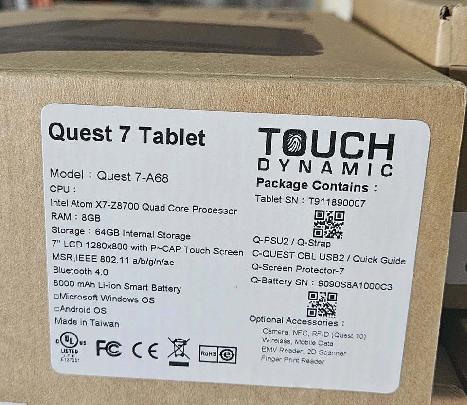 Tablet Quest 7 POS Touch Dynamic 64gb Storage 7" LCD 8GB RAM Bluetooth Wifi - Image 2 of 4