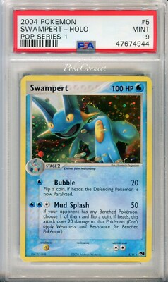 PSA 9 MINT Pokemon SWAMPERT Holo Rare POP Series 1 #5/17 Nintendo