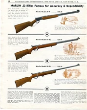 1949 Print Ad of Marlin Model 39A Lever Action 81DL 80DL Bolt Action Rifle