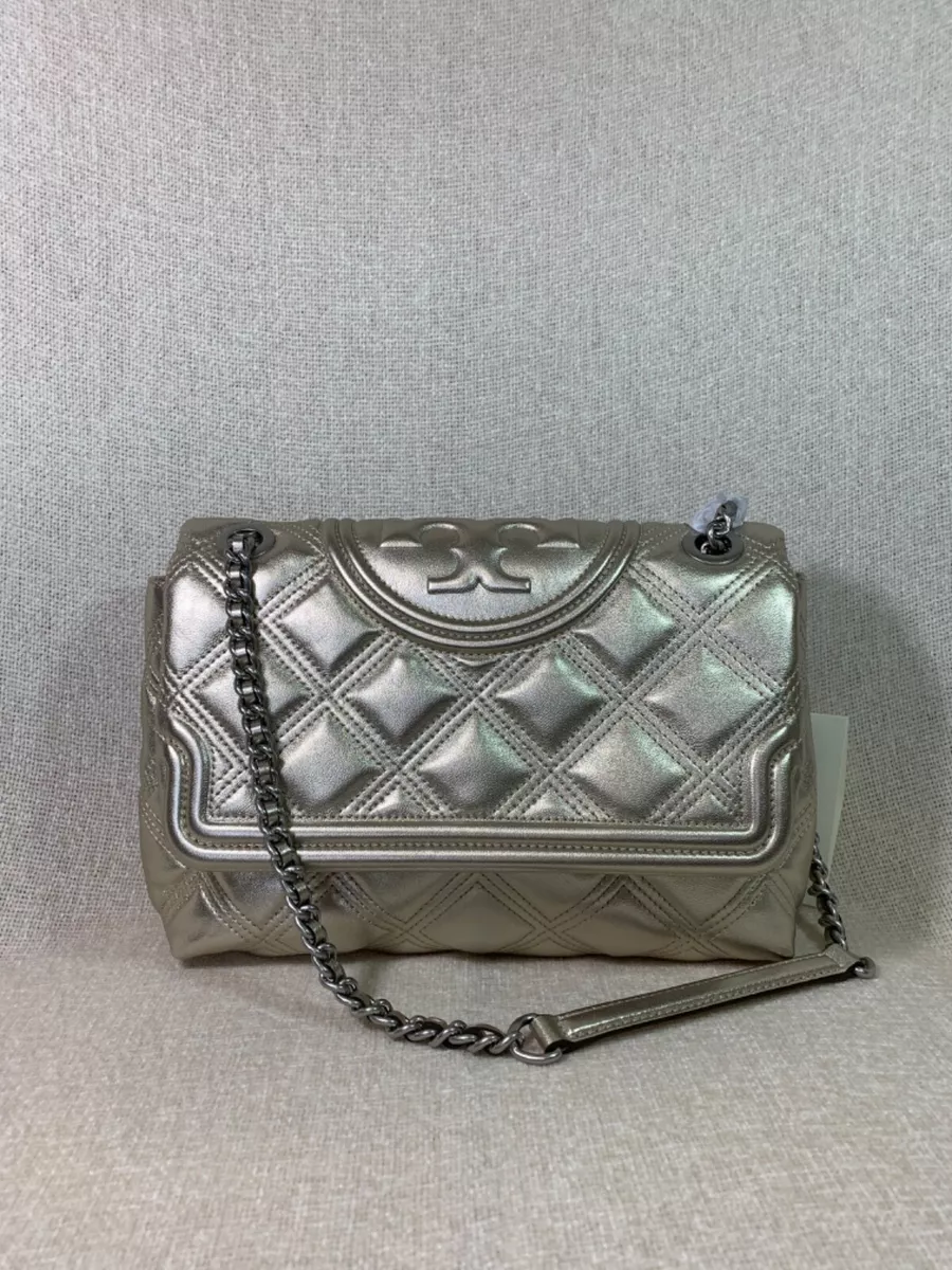 BRAND NEW Tory Burch Metallic Soft Fleming Convertible Shoulder Bag $598