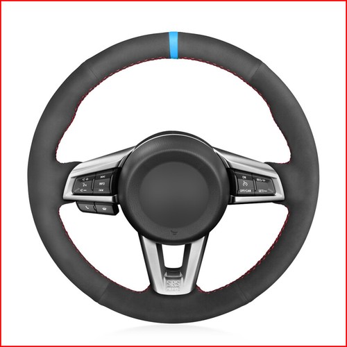 Black Suede Hand Sew Steering Wheel Cover for Mazda MX-5 MX5 2016-2017 - Picture 1 of 7