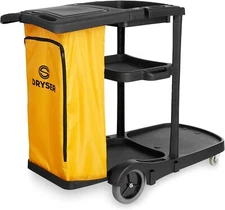 Dryser Commercial Janitorial Cleaning Cart on Wheels - Black Housekeeping Caddy