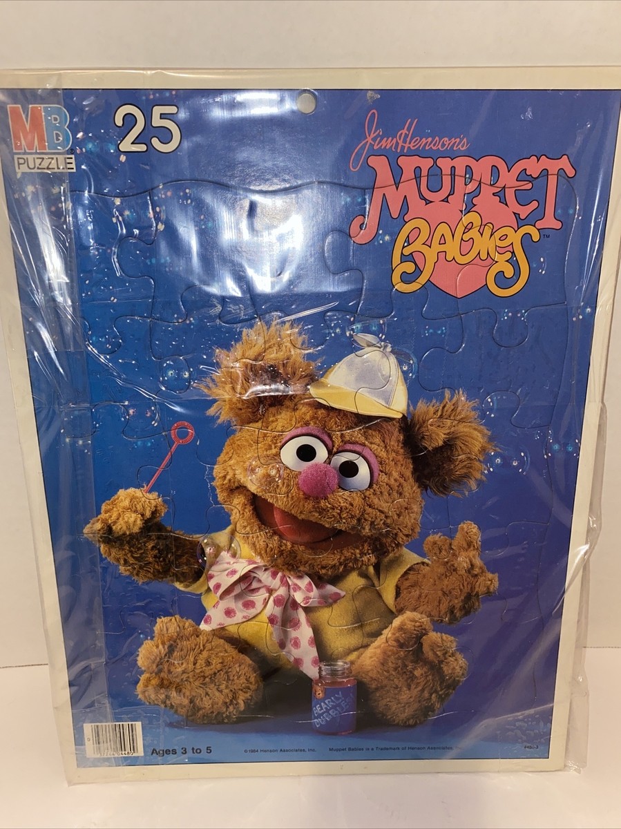 HIDEマペット　美品 Vintage MB Muppet Babies Baby Fozzie 25 Piece 15”x12” Frame Tray