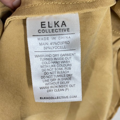 Elka Collective midi shirt dress size 8 golden silky long sleeves special event - Picture 9 of 12
