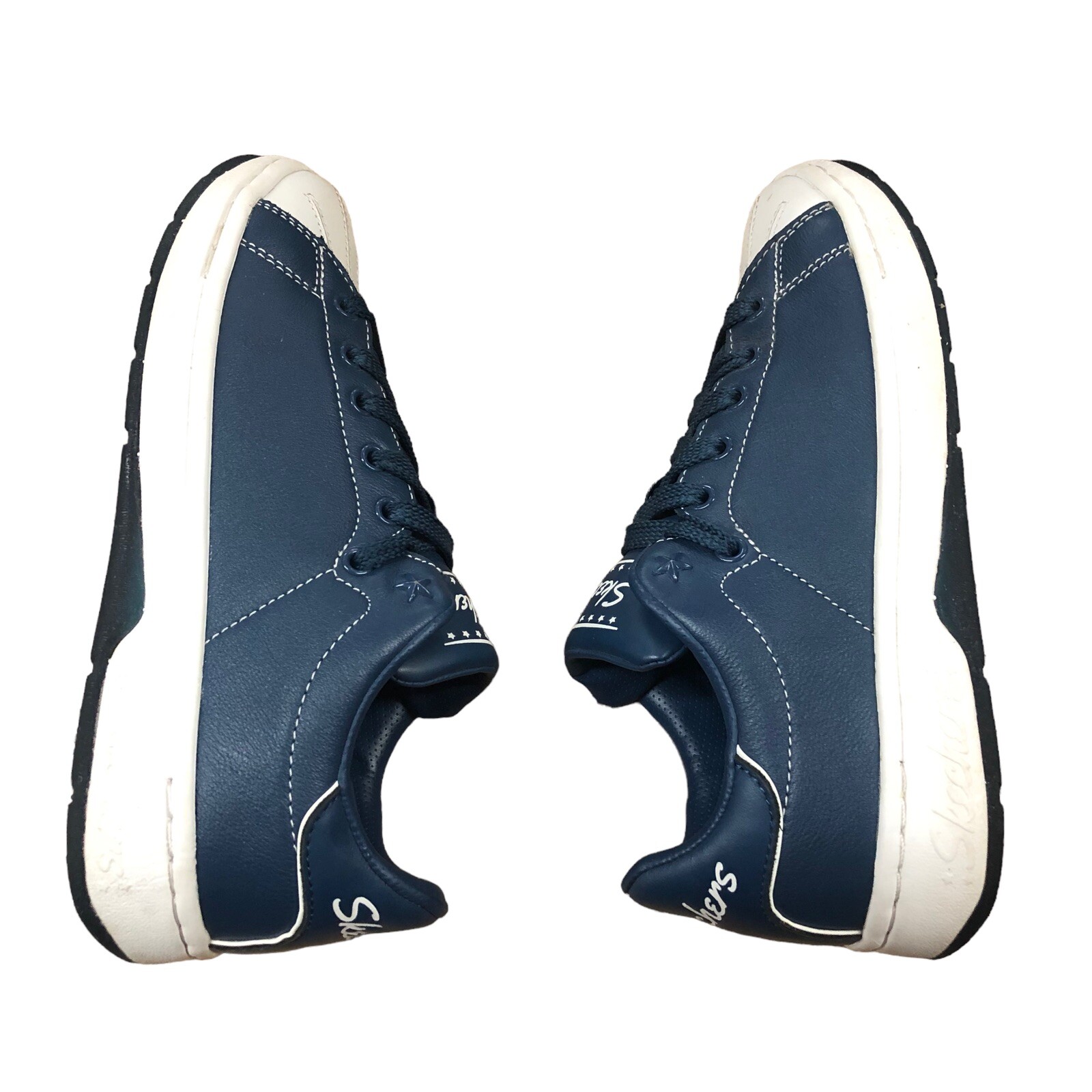 Skechers ALPHALITE FAIR SHARE Navy Blue White Leathe… Gem