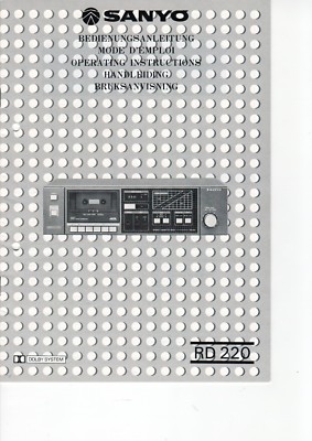 SANYO - RD 220 - Bedienungsanleitung Instructions für tape deck - B8070