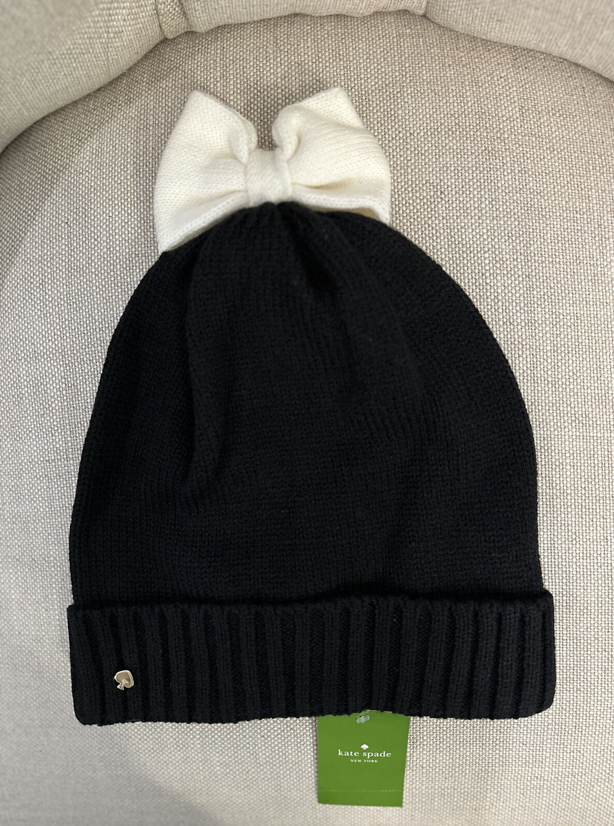NWT NEW Kate Spade Winter Knit Hat Colorblock Bow Beanie  display picture 1