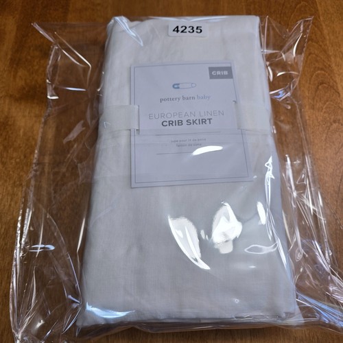 POTTERY BARN KIDS BABY CRIB SKIRT EUROPEAN FLAX LINEN 16" DROP ~ WHITE - Picture 9 of 9