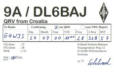 1 x QSL Card Radio Croatia 9A DL6BAJ 2000 &ne; T067
