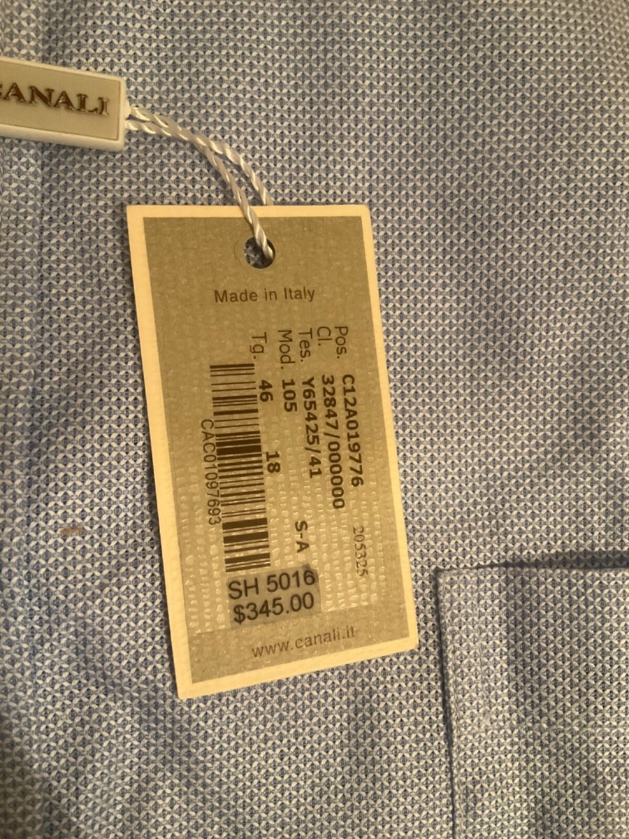 NEW $345 Canali Blue Dress Shirt - 18 (Italy 46) | eBay
