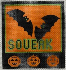 Hand-painted HALLOWEEN FLYING BATS "Squeak" Needlepoint Canvas mono 13.5 HA02