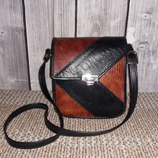 Roche Ventura Black & Brown Burma Leather Shoulder Bag 
