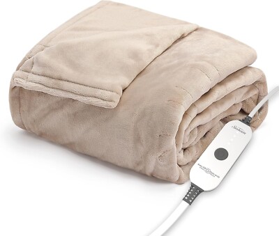 Sunbeam Royal Posh Velvet Heated Throw Electric Blanket, 50
