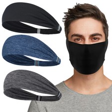 Men's Elastic Cotton Sports Yoga Headbands Bandana Scarf Face Cover Sweatbands