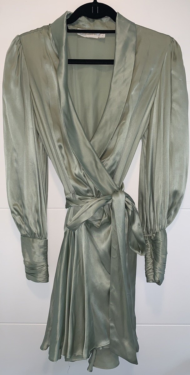 Zimmermann Green Silk Wrap Mini Dress 1 Small | eBay