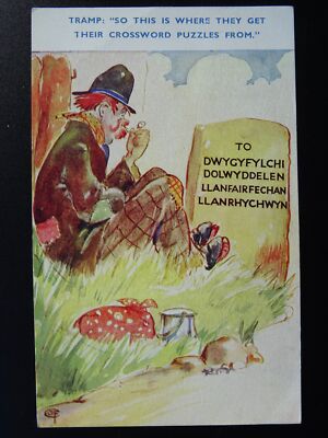 Wales SO HIER BEKOMMEN SIE DIE KREUZWORTRÄTSEL - alte Comic-Postkarte