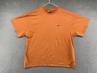 Vintage 90s Y2K Nike Orange Mini Swoosh Embroidered T-Shirt