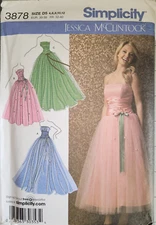 Uncut-Simplicity Pattern #3878-Misses'/Miss Petite Special Occasion Dress-Sz4-12