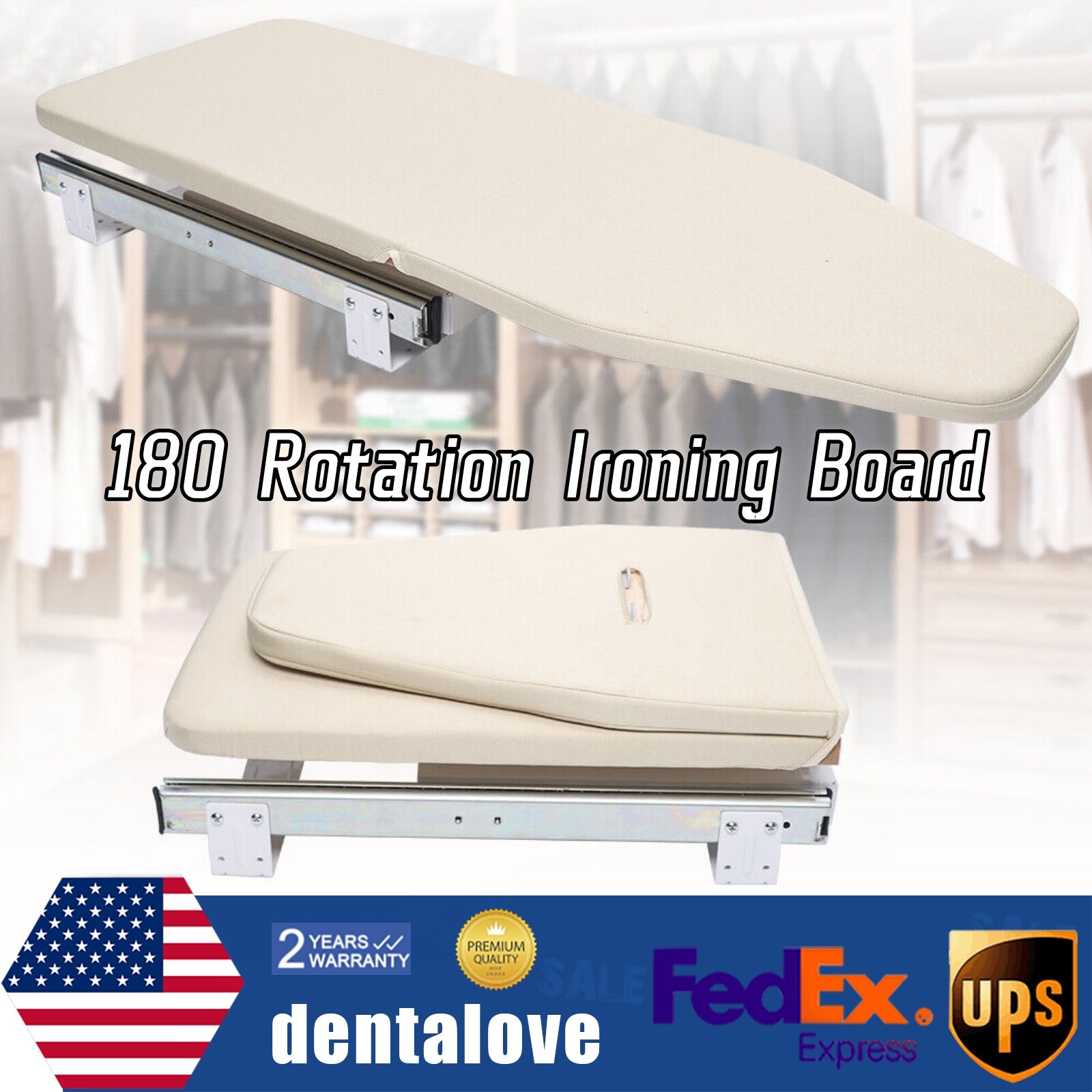 180 Rotation Ironing Board Closet Pull-Out Retractable Ironing Table For Home US-image