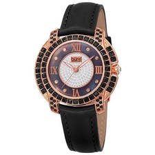 Burgi BUR156BKR Swarovski Crystal Mother of Pearl Diamond Black Womens Watch