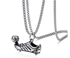 New Shoe Charm Football Soccer Ball  Futball Pendant Necklace Stainless Steel