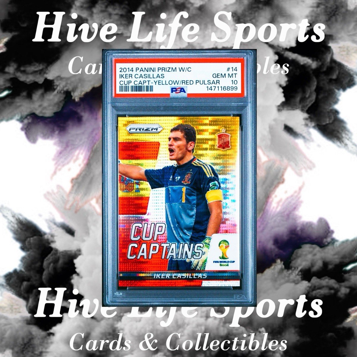 Iker Casillas 2014 Prizm World Cup Captains Yellow Red Pulsar #14