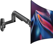 Single Monitor Wall Mount for Flat or Curved Screens up to 38" Single, Black 
