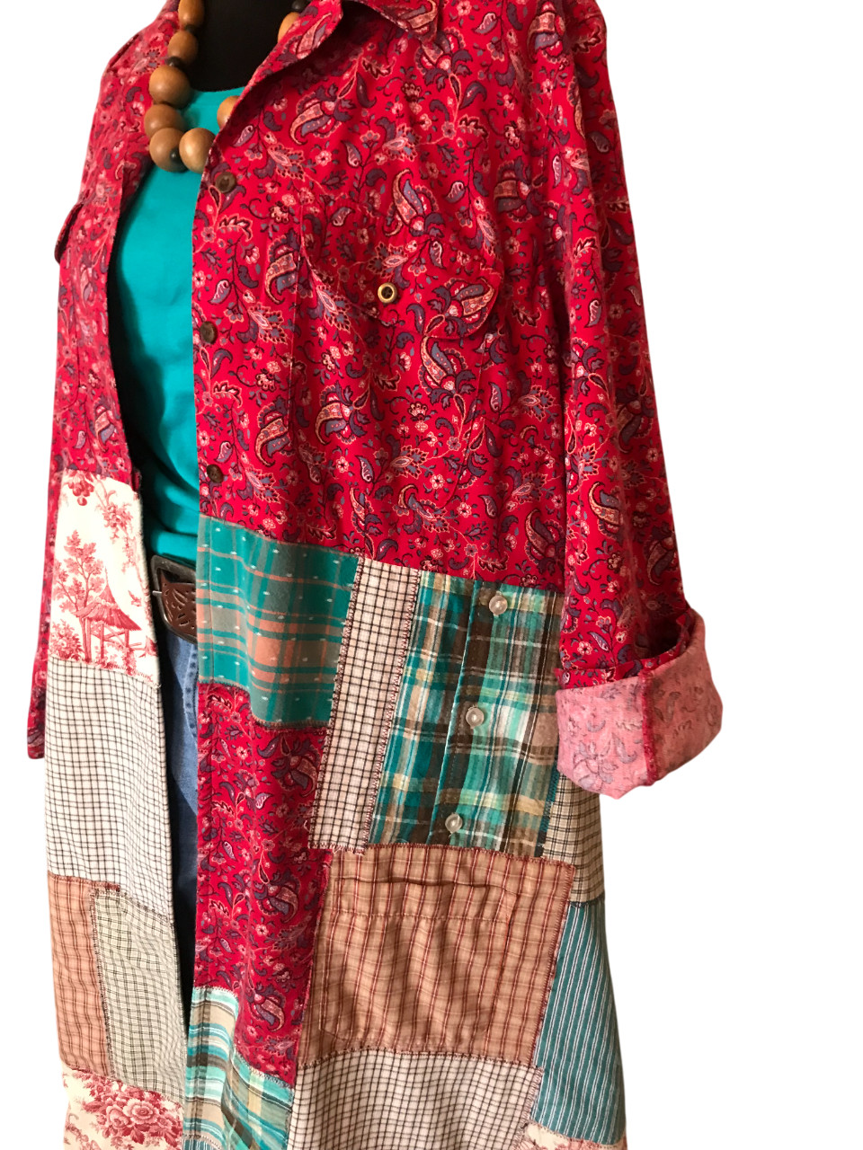 Handmade Boho Patchwork Duster: Heavyweight Hippi… - image 4