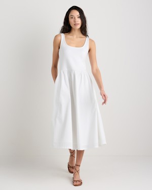 Quince Women Cotton Mixed Media Tank Dress White S