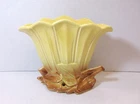 Vintage MCM McCoy Pottery Yellow Tulip Fan Vase