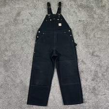 Carhartt Black Duck Bib Double Knee Overalls Men No Size Tag Fits 42x28 Workwear