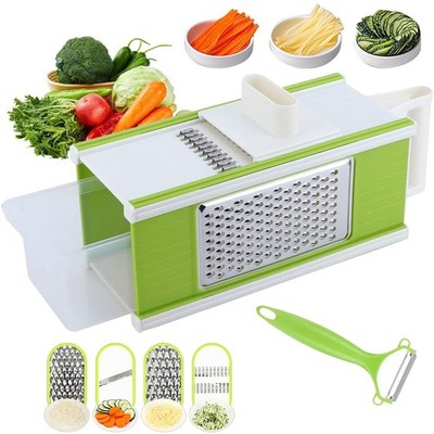 5in1 Mandoline Gemüsehobel Gemüsereibe Gurkenhobel Gemüseschneider mit Behälter