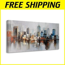 Abstract Brooklyn Bridge Wall Decor, Large Framed Painting