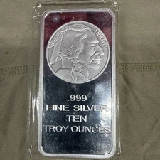 BUFFALO INDIAN HEAD .999 FINE SILVER TEN TROY OUNCES SILVER BAR