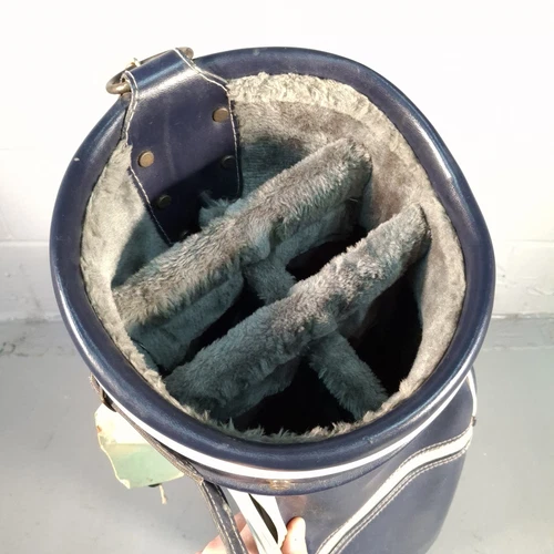 80s Vintage Design Regal Golf Bag Leather Cart Bag Retro Prop - Picture 6 of 6