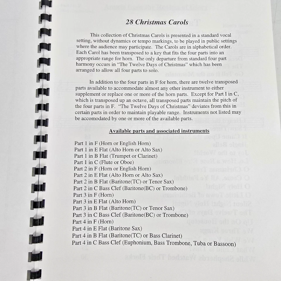 28 Christmas Carols for French Horn Quartet Parts I-IV in F Music Book Scores - Image 3 of 4