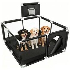 Pet Playpen Portable Dog Puppy Safety Yard Activity Center 128X128X66CM Black
