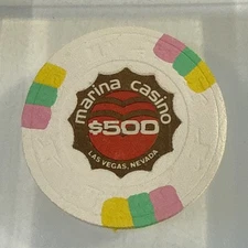 MARINA CASINO $500 CASINO CHIP IN ACRYLIC LIMITED LAS VEGAS NEVADA