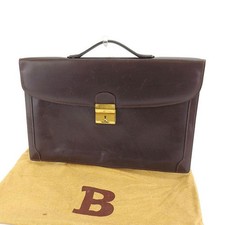 Bally BALLY Business Bag Logo Plate Brown x Gold Women's Brand High Brand