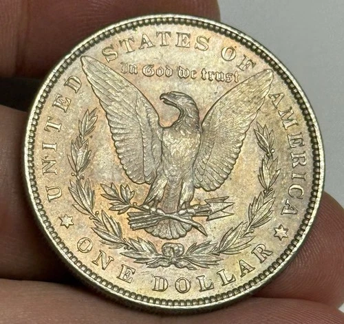 Toned AU 1883-P Morgan Silver Dollar (original surfaces) U.S. $1 Coin Almost UNC