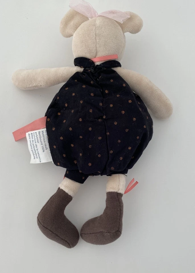 6110🌟23cm Moulin Roty Doudou Hochet Grelot Souris Noir Il Était Une Fois - Photo 2/4