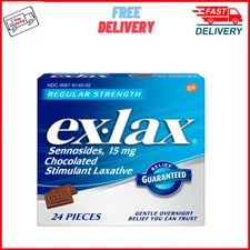 Ex-Lax Regular Strength Chocolated Stimulant Laxative Constipation Relief, 24 Ct
