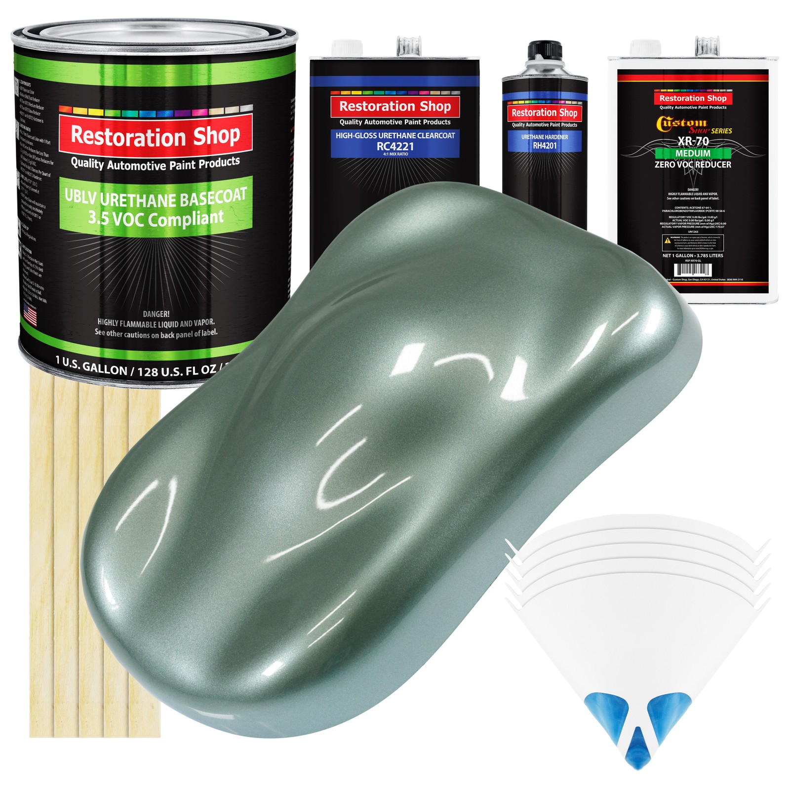 Slate Green Metallic Low VOC Urethane Basecoat Gallon Auto Paint Kit